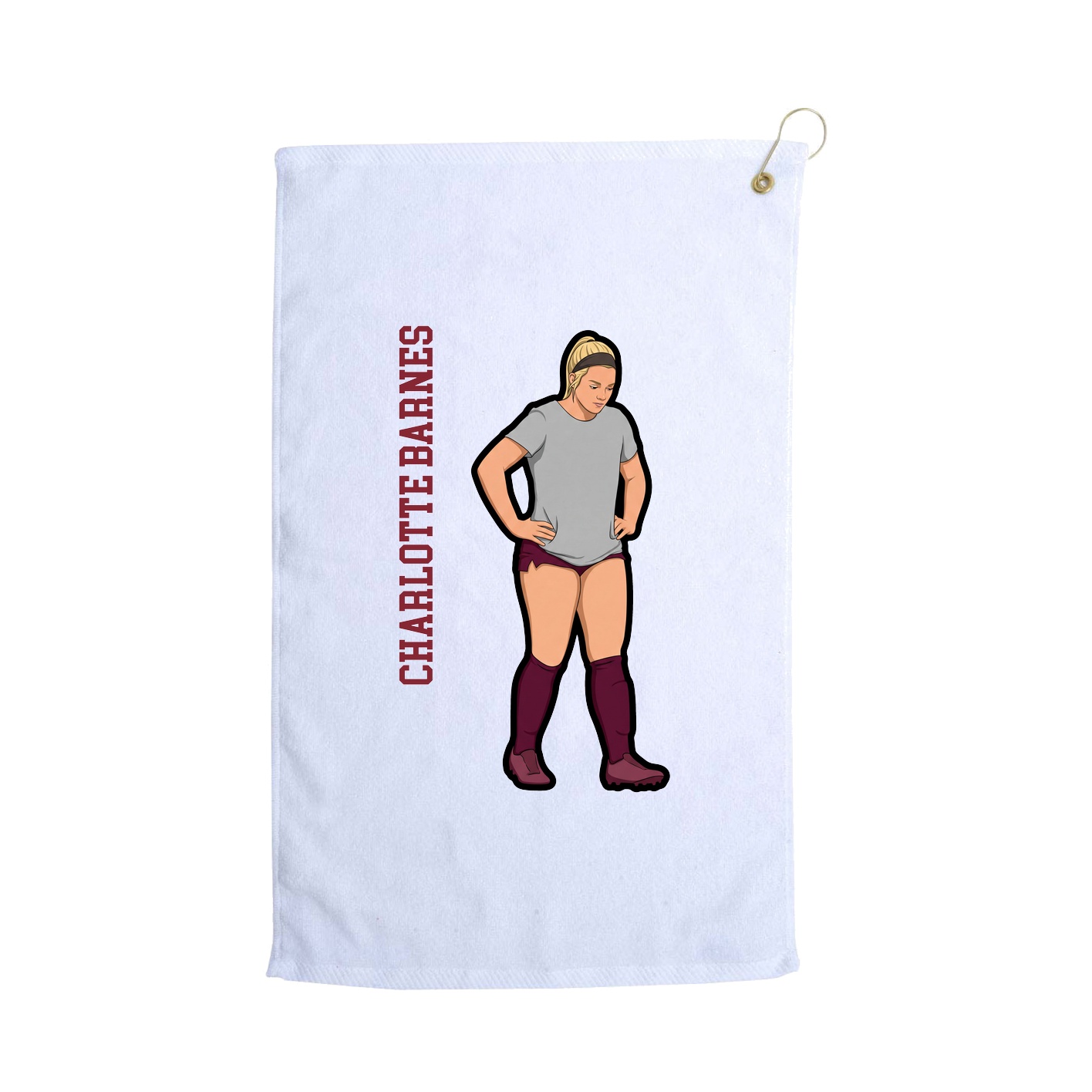 Golf Towel — Name Vertical in White