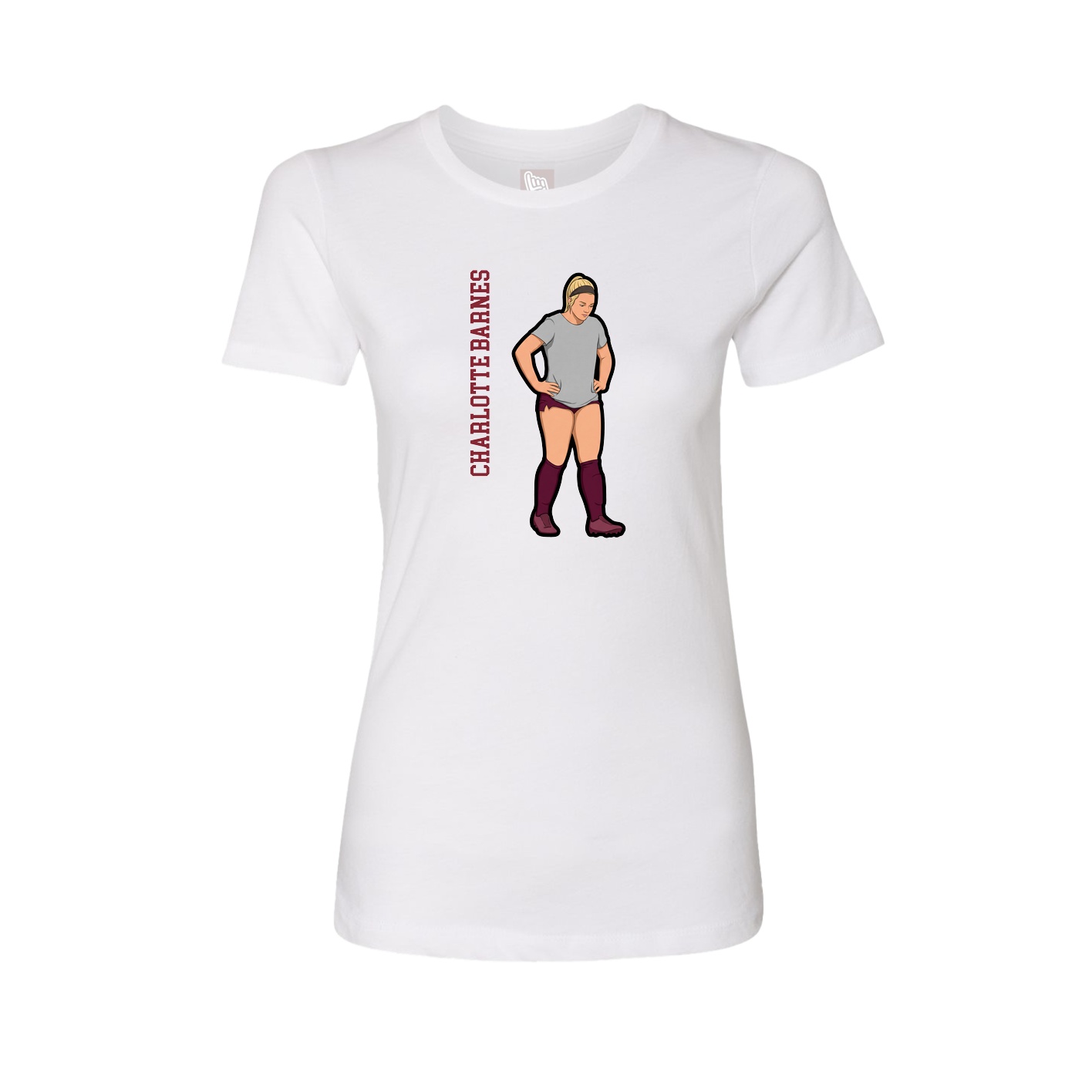 Fitted Women's Tee — Name Vertical in White
