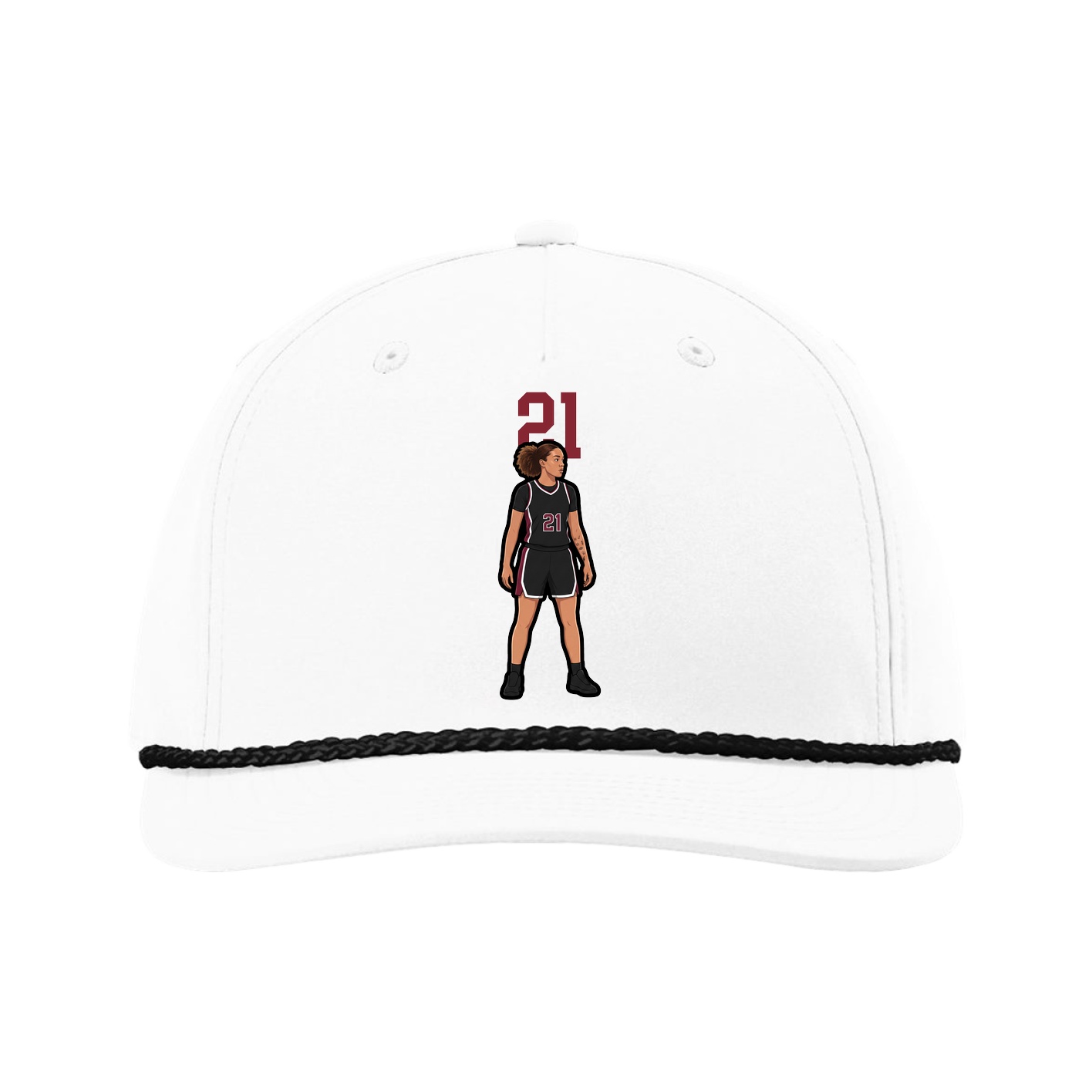 Five-Panel Classic Rope Cap — Number Top in White