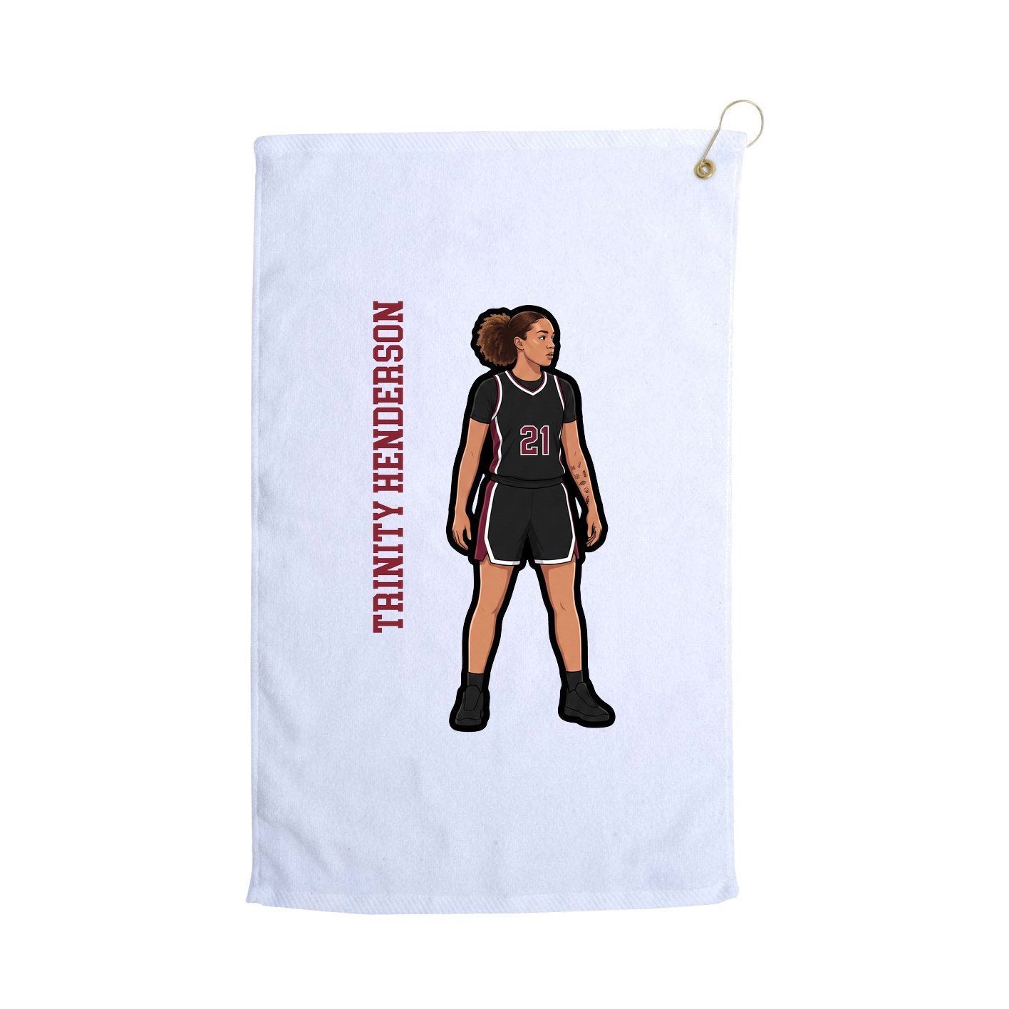 Golf Towel — Name Vertical in White