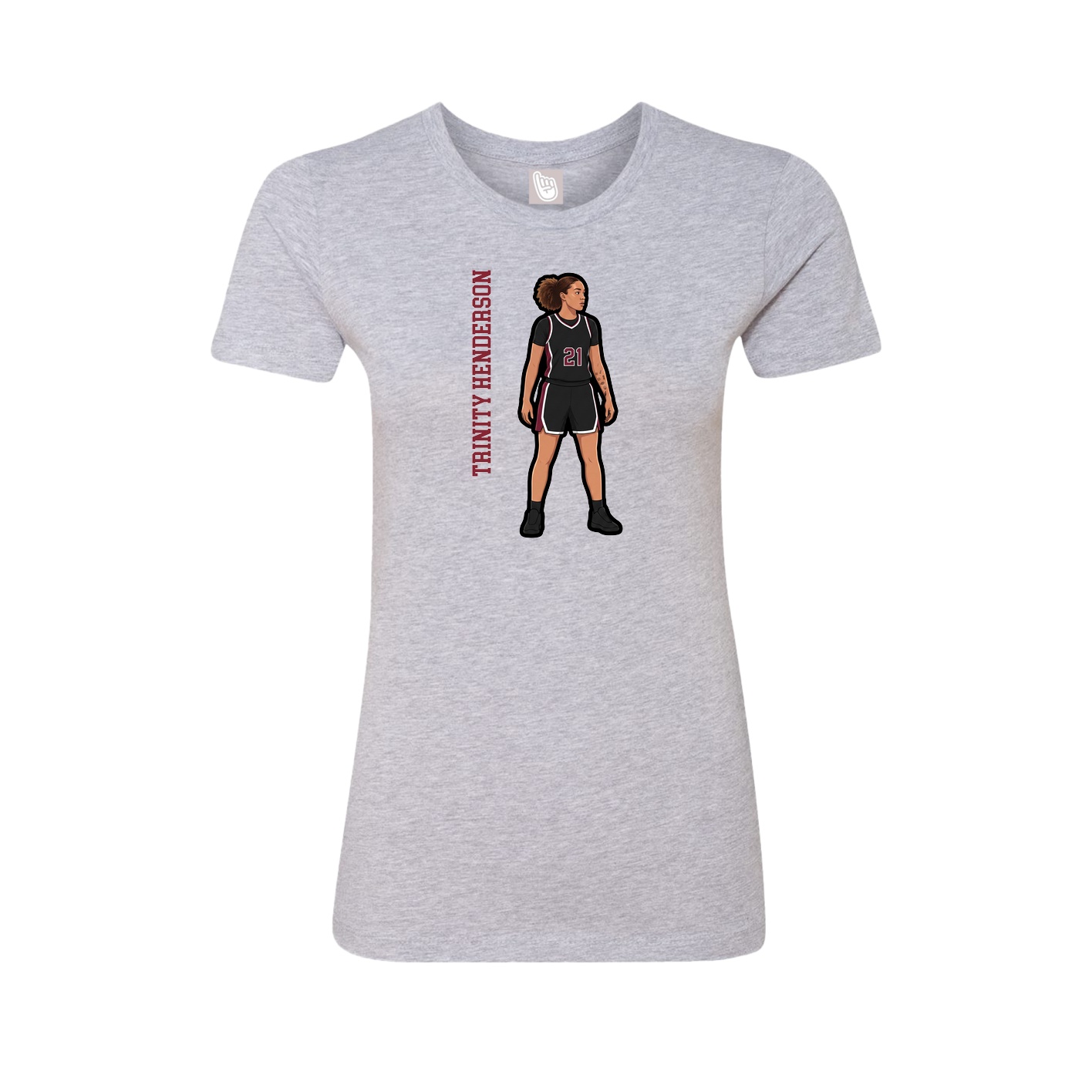 Fitted Women's Tee — Name Vertical in Grey