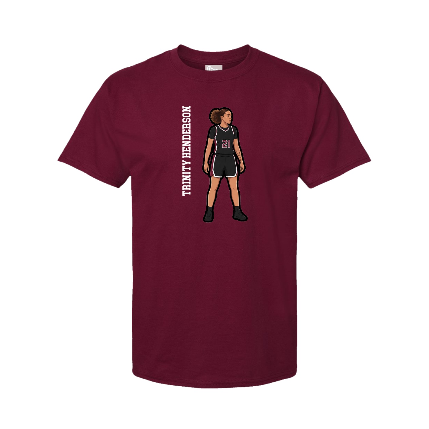 Youth Tee — Name Vertical in Cardinal