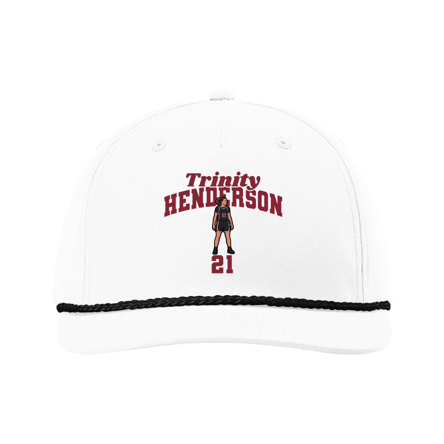 Five-Panel Classic Rope Cap — Signature Arch in White