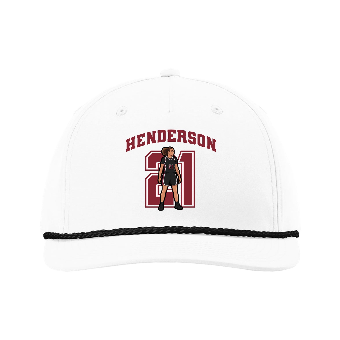 Five-Panel Classic Rope Cap — Number in White
