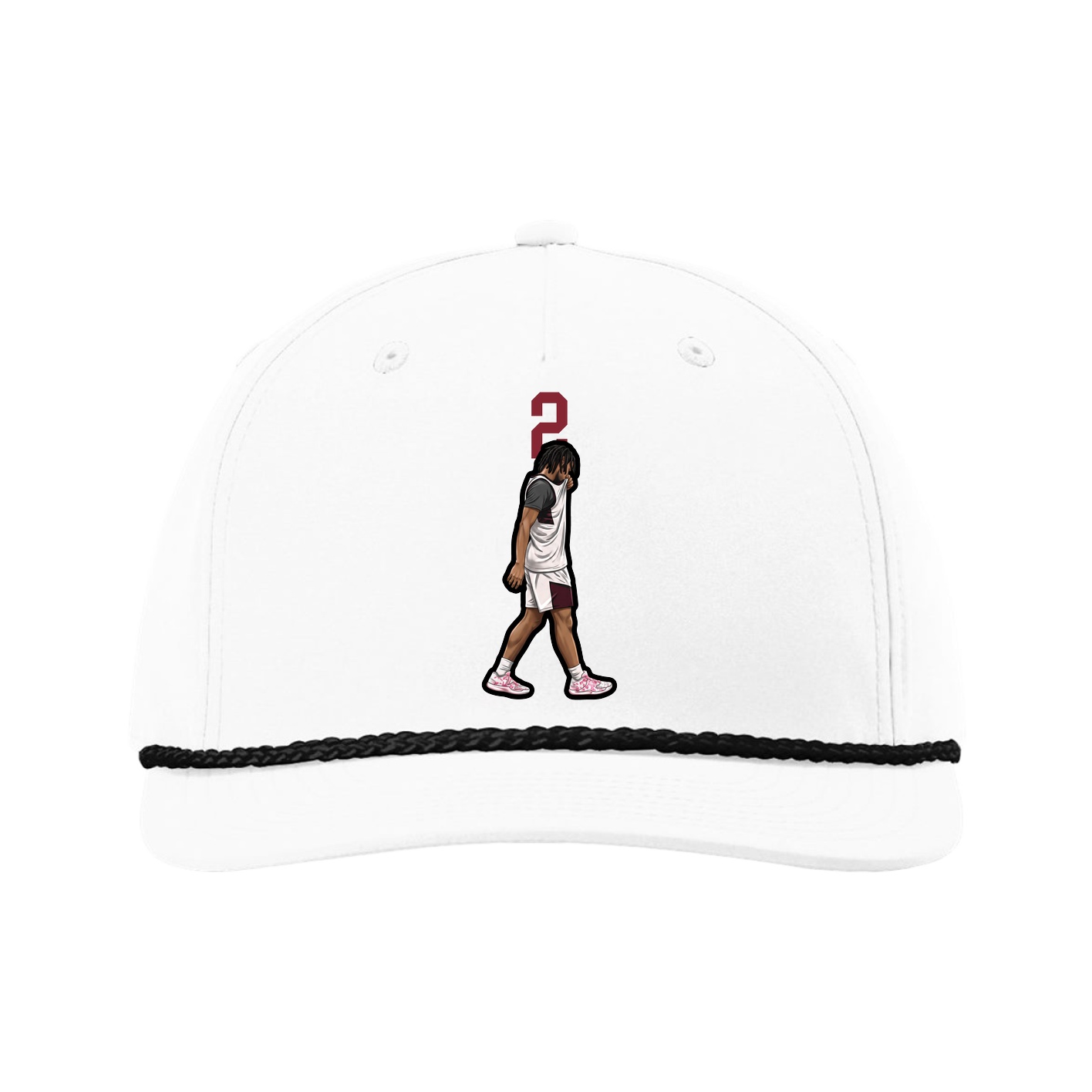 Five-Panel Classic Rope Cap — Number Top in White