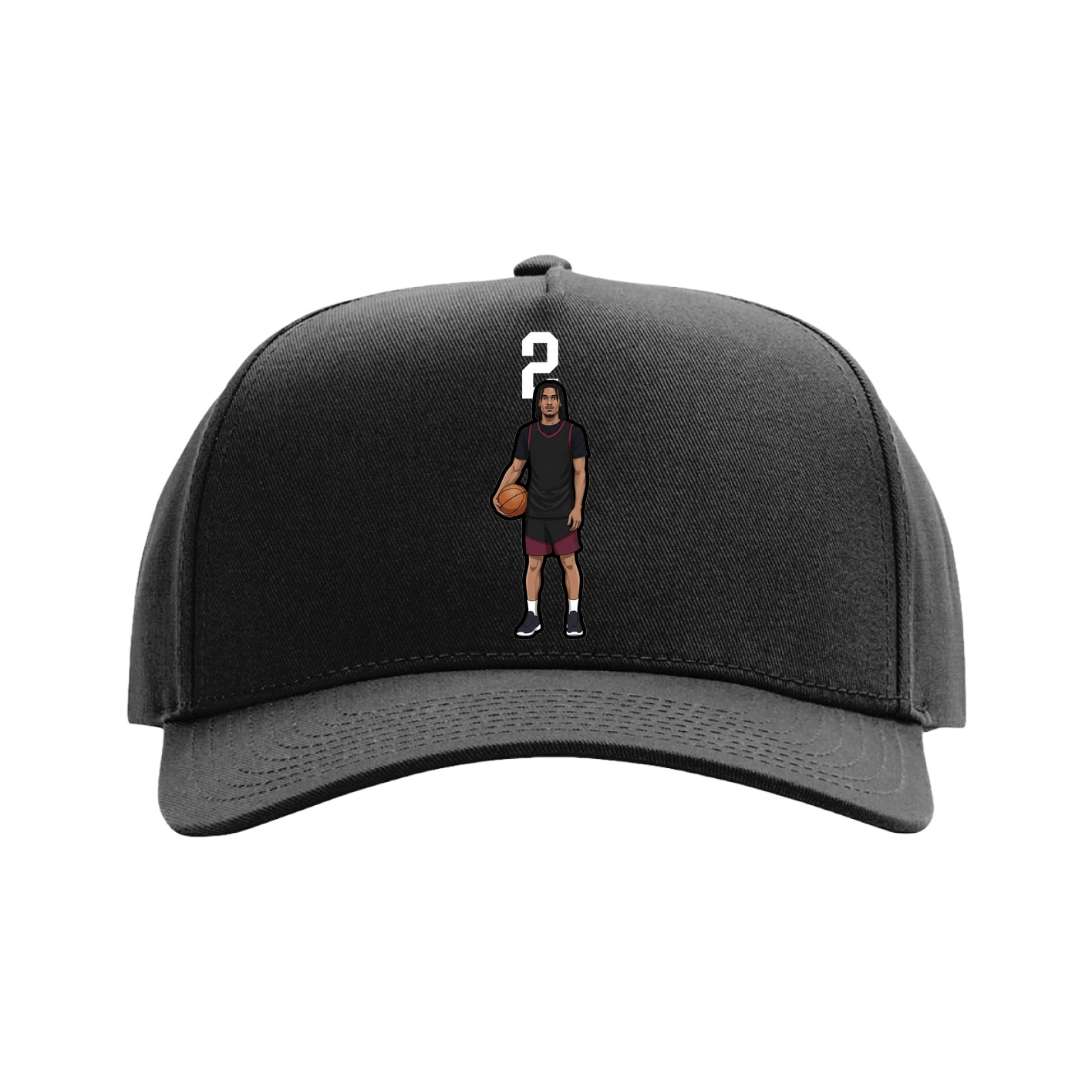 Full Fabric Five-Panel Champ Cap — Number Top in Black
