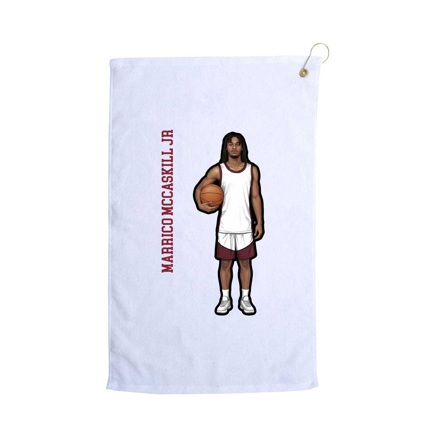 Golf Towel — Name Vertical in White