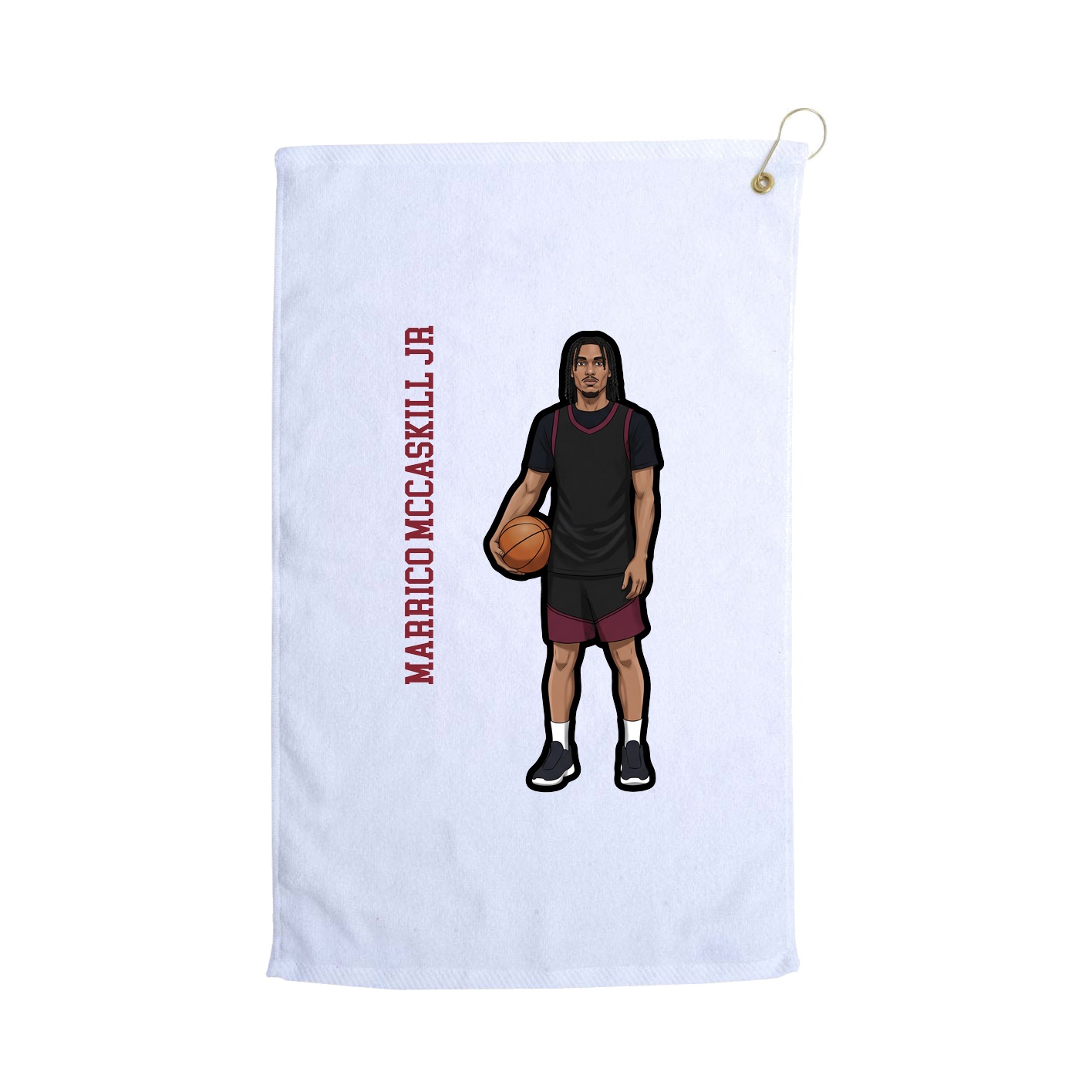 Golf Towel — Name Vertical in White