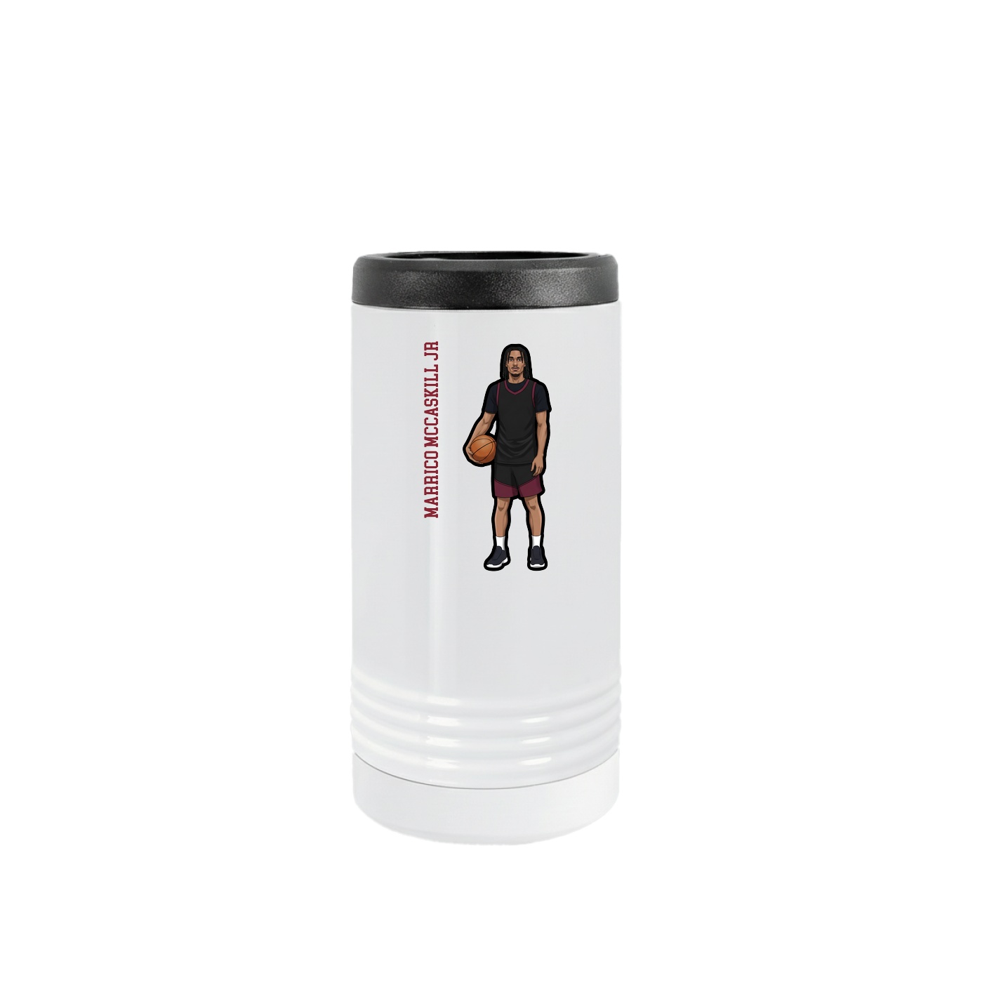 Slim Beverage Holder — Name Vertical in White