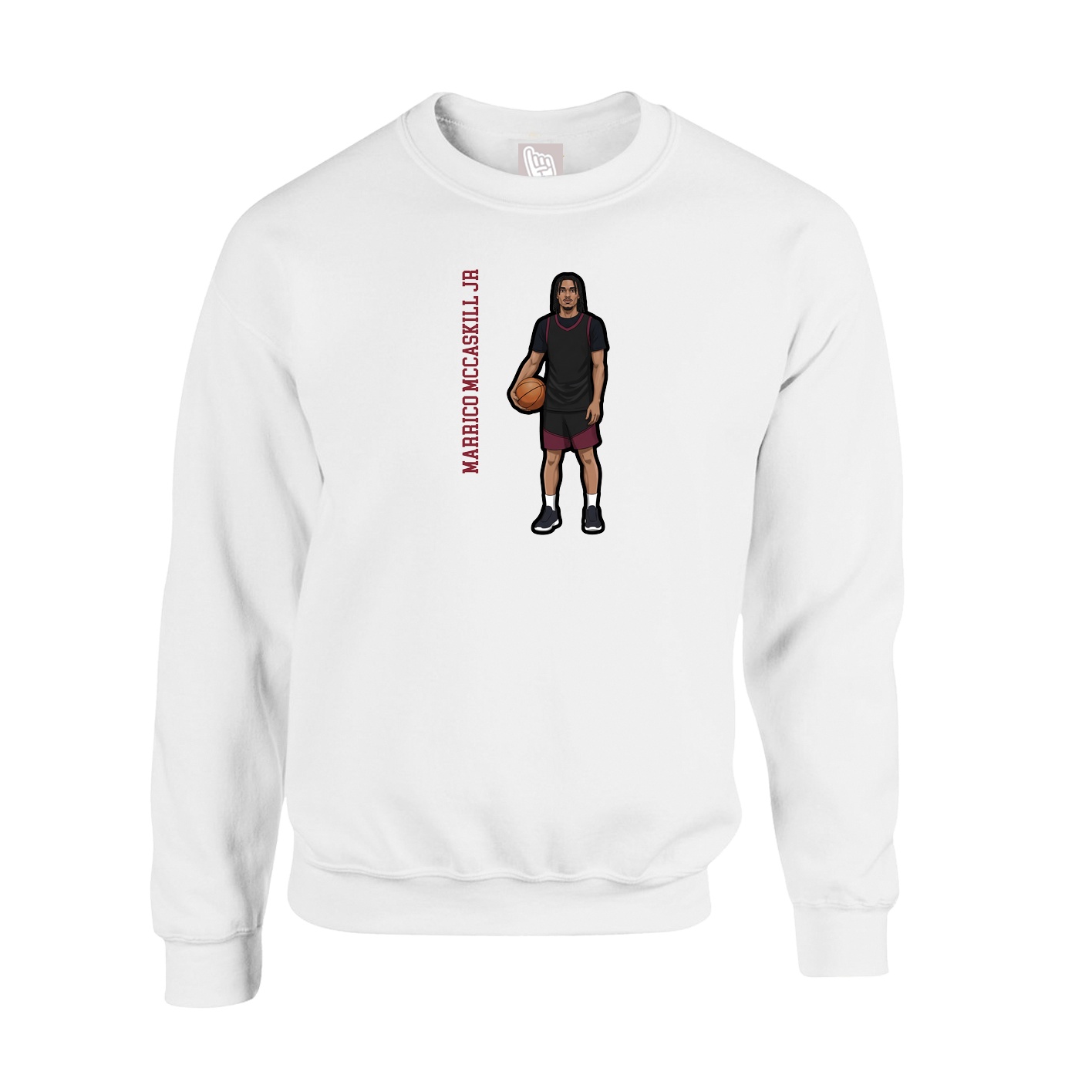 Fleece Crew — Name Vertical in White