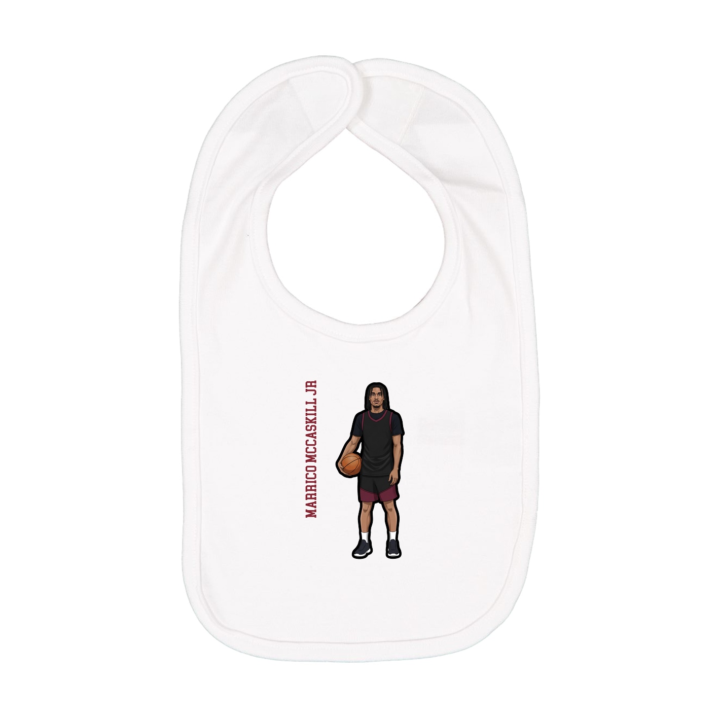 Infant Bib — Name Vertical in White