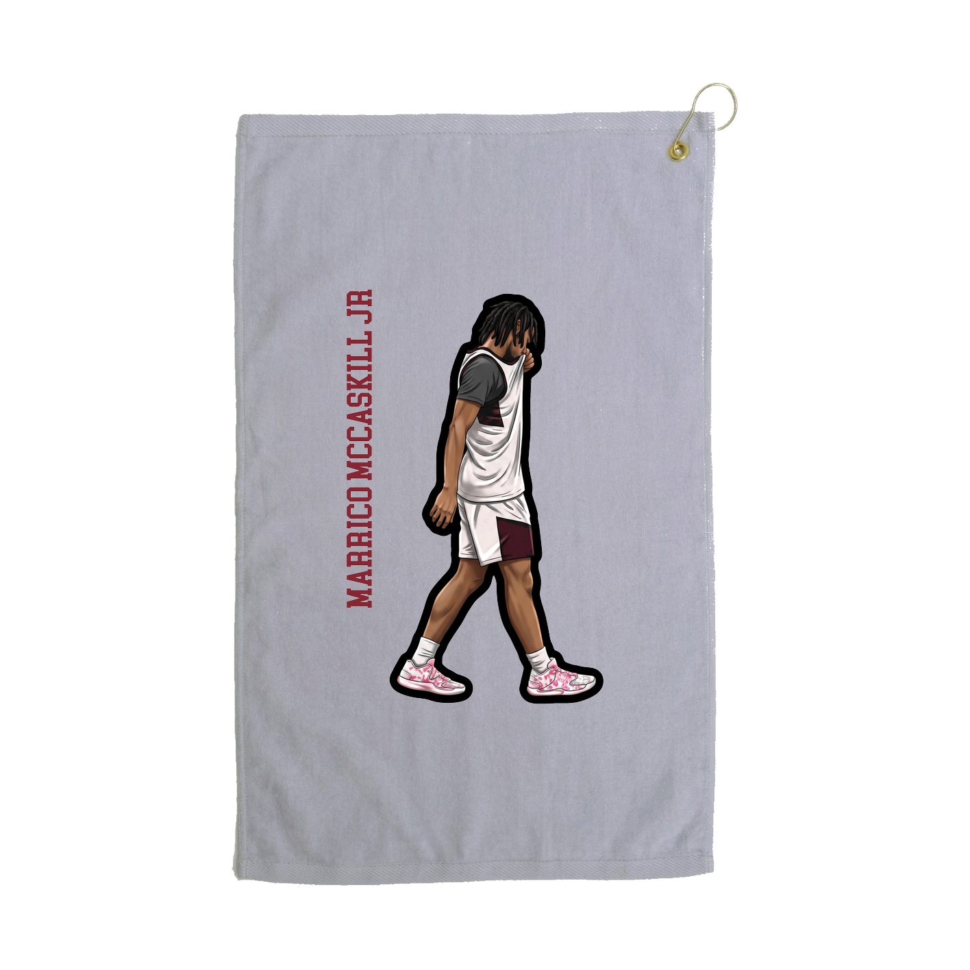 Golf Towel — Name Vertical in Grey