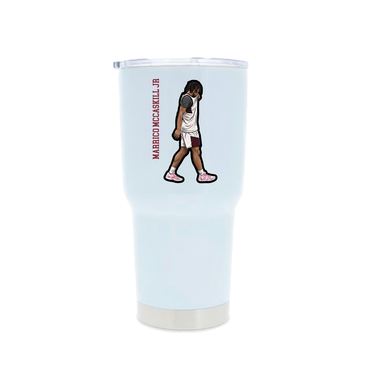 30oz Stainless Steel Tumbler — Name Vertical in White