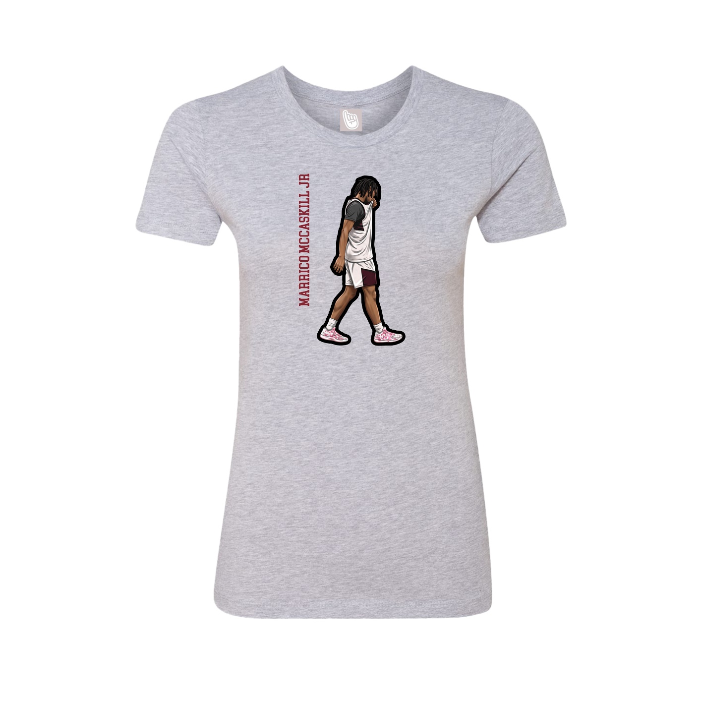 Fitted Women's Tee — Name Vertical in Grey