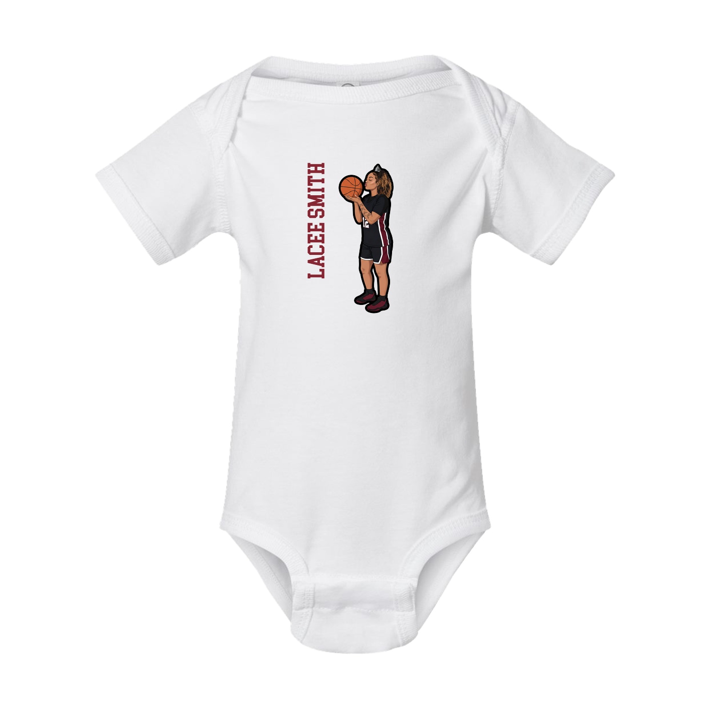 Baby Onesie — Name Vertical in White