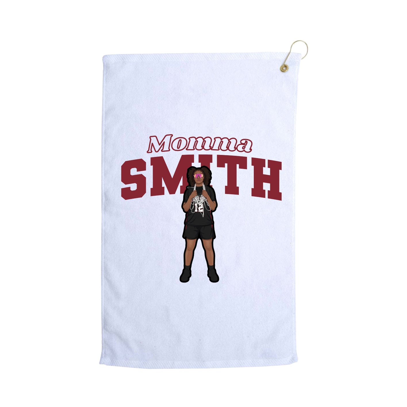 Golf Towel — Mothers Day Block in White