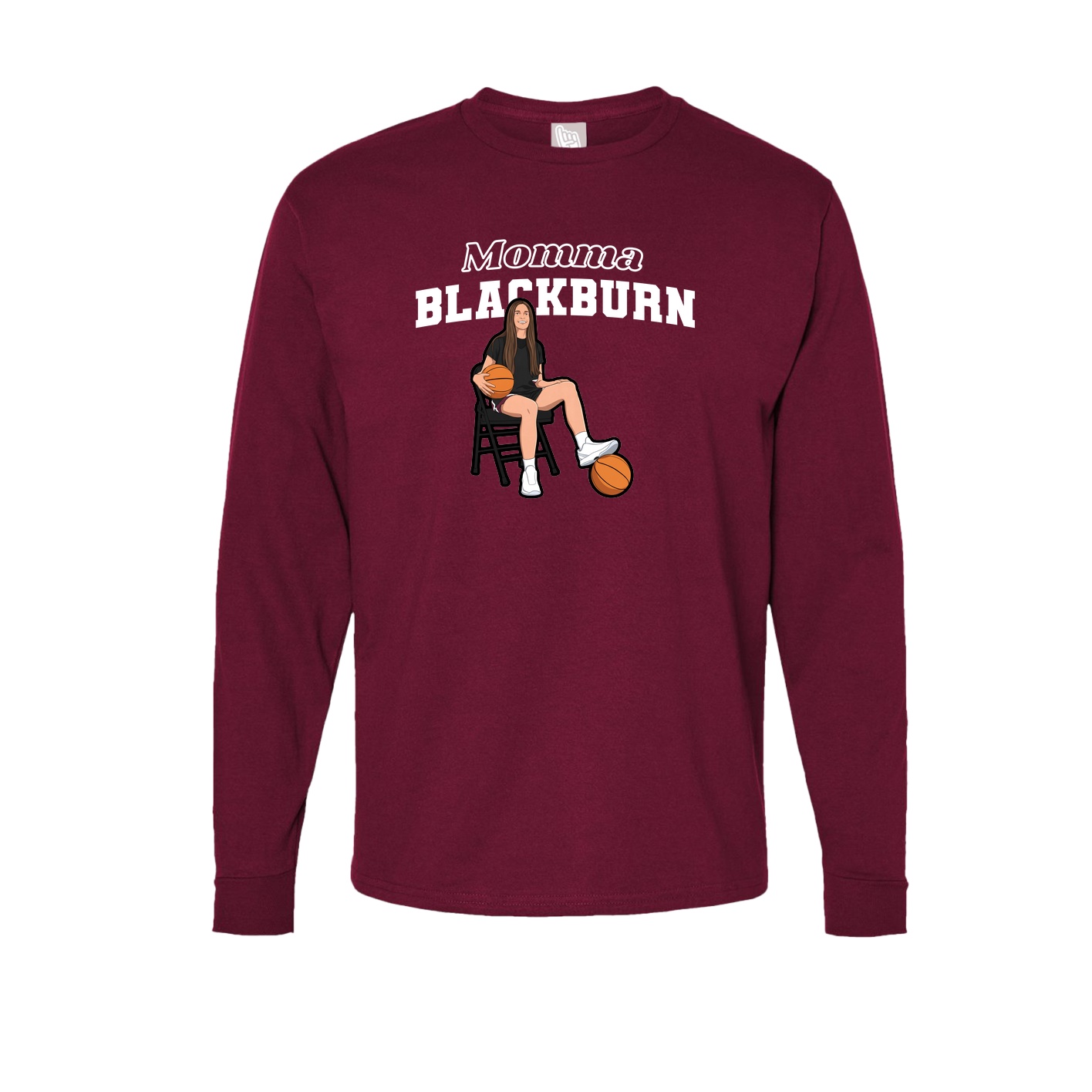 Long Sleeve Tee — Mothers Day Block in Cardinal