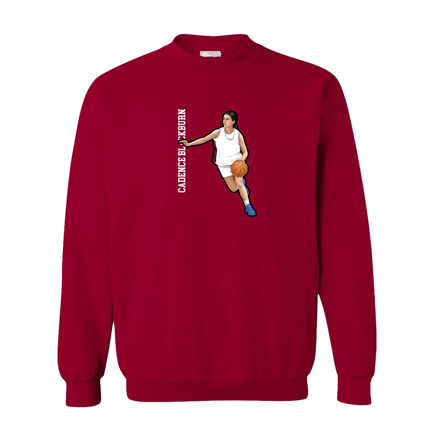 Fleece Crew — Name Vertical in Cardinal