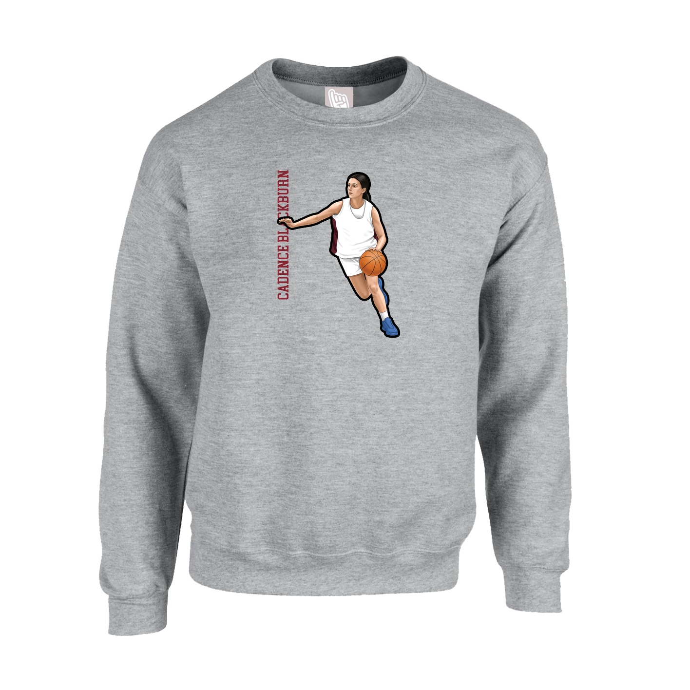 Fleece Crew — Name Vertical in Grey