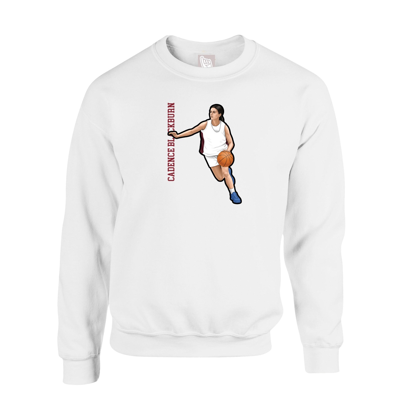 Fleece Crew — Name Vertical in White