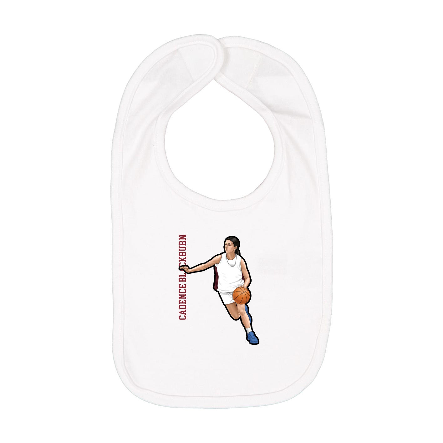 Infant Bib — Name Vertical in White