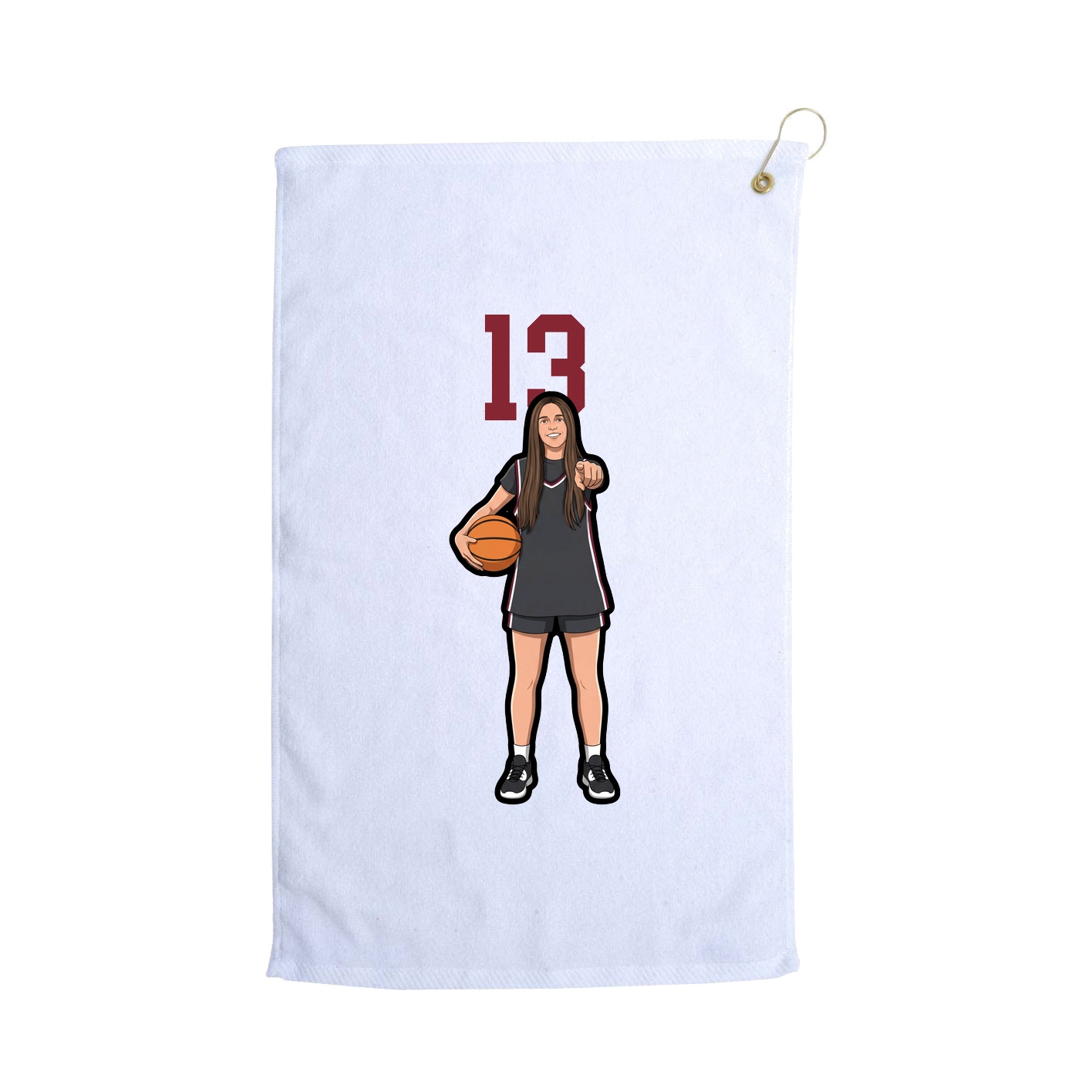 Golf Towel — Number Top in White