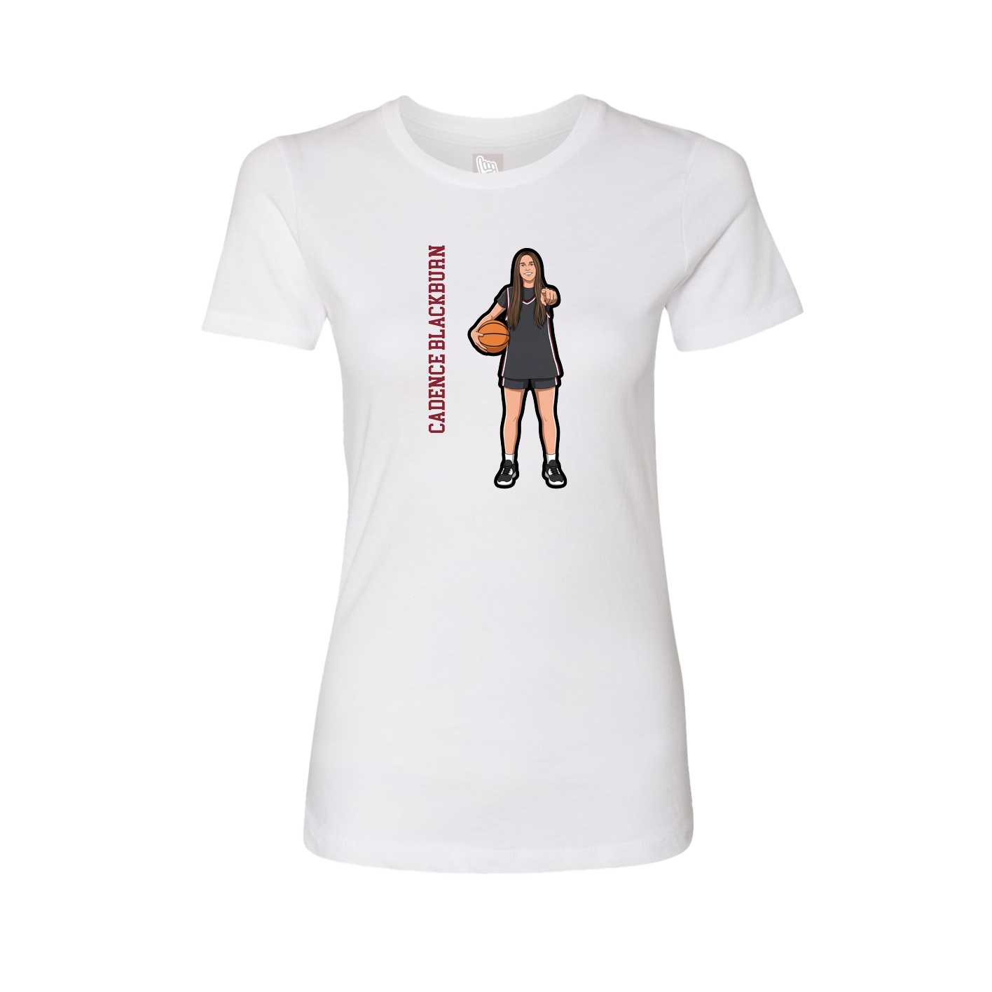 Womens Tee — Name Vertical in White