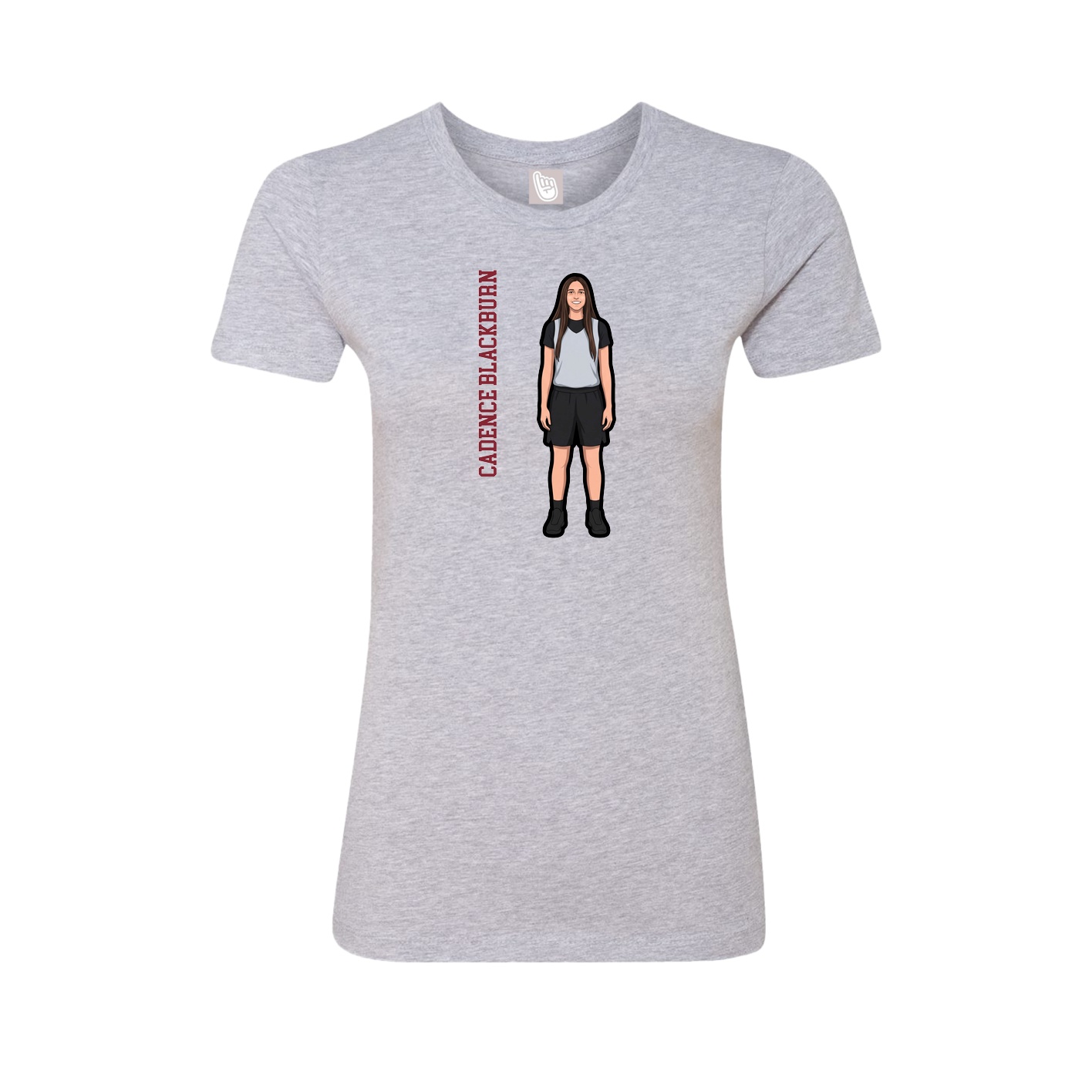 Womens Tee — Name Vertical in Grey