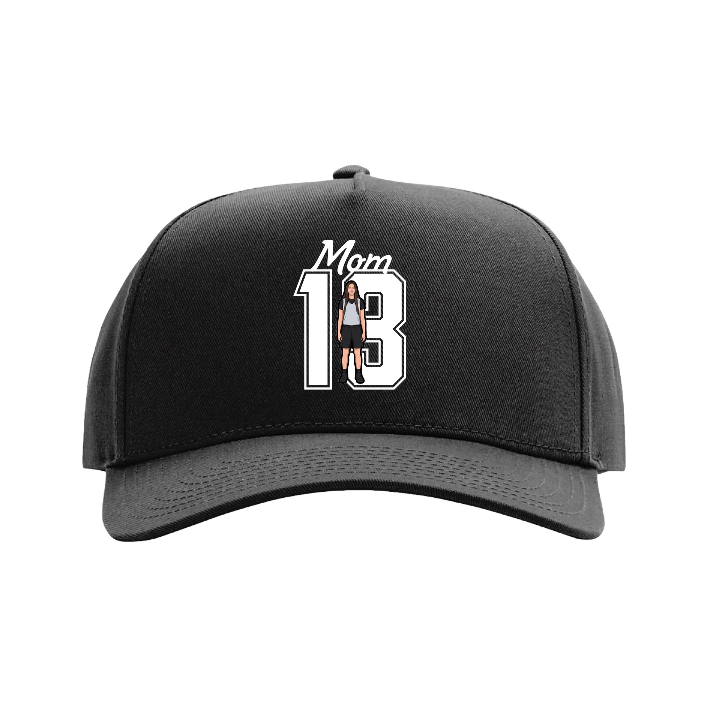 Full Fabric Five-Panel Champ Cap — Mothers Day Shirsey in Black