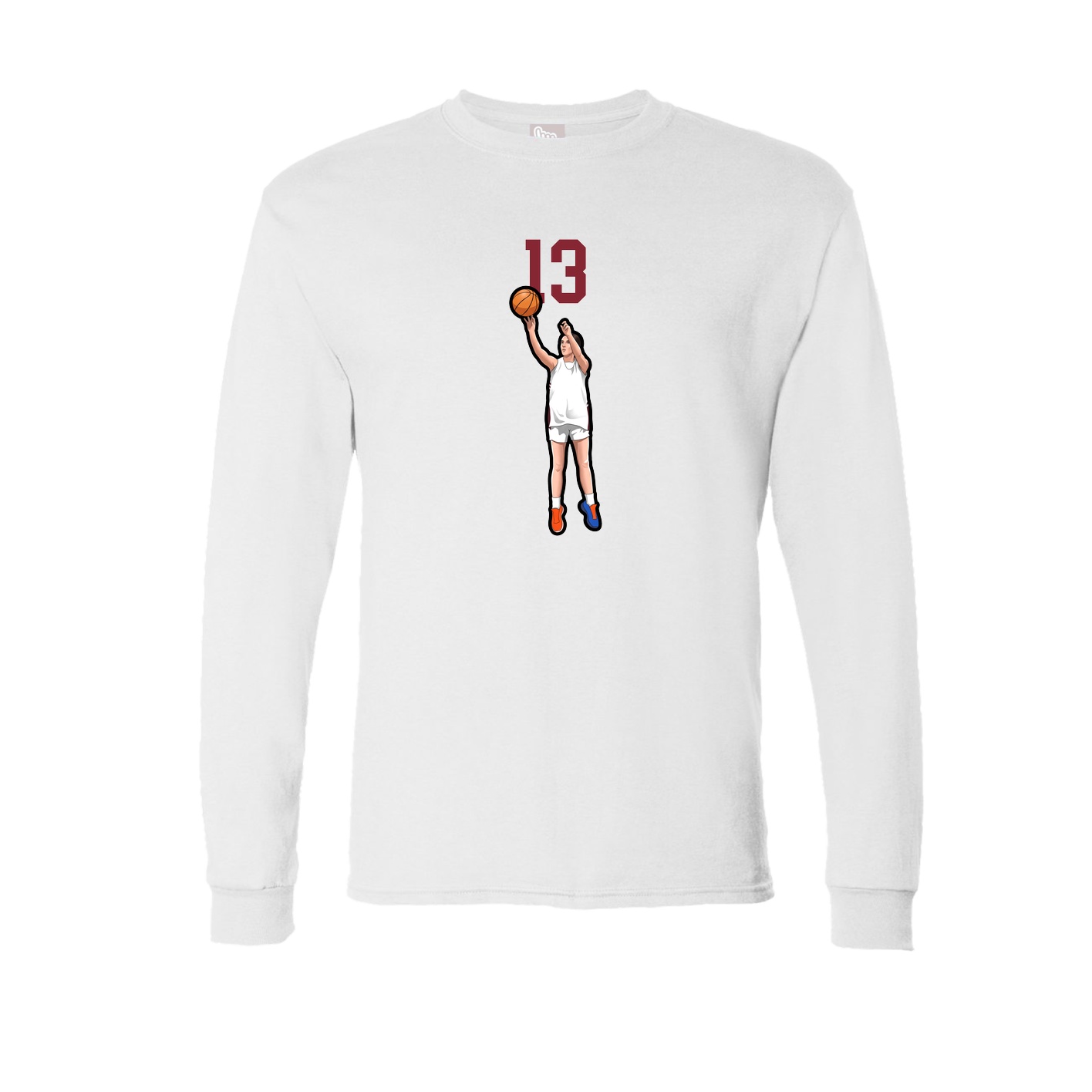Long Sleeve Tee — Number Top in White