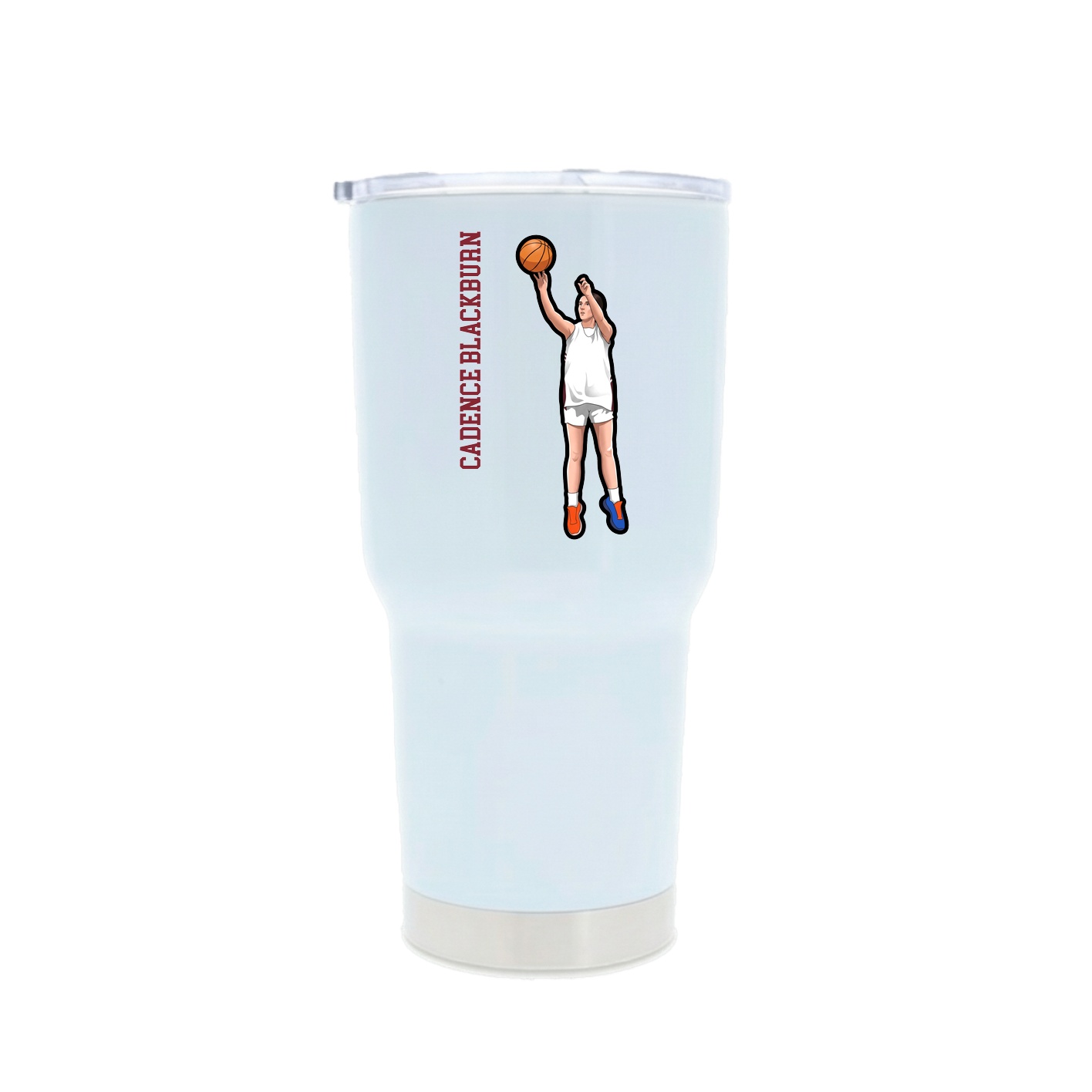 30oz Stainless Steel Tumbler — Name Vertical in White