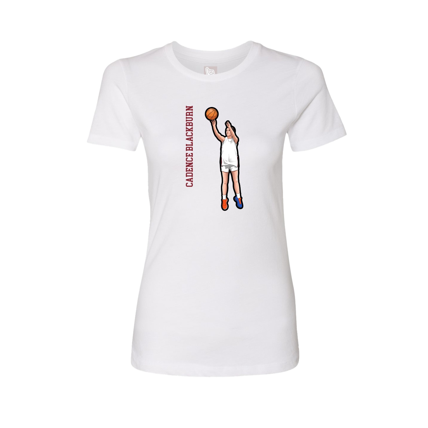 Womens Tee — Name Vertical in White