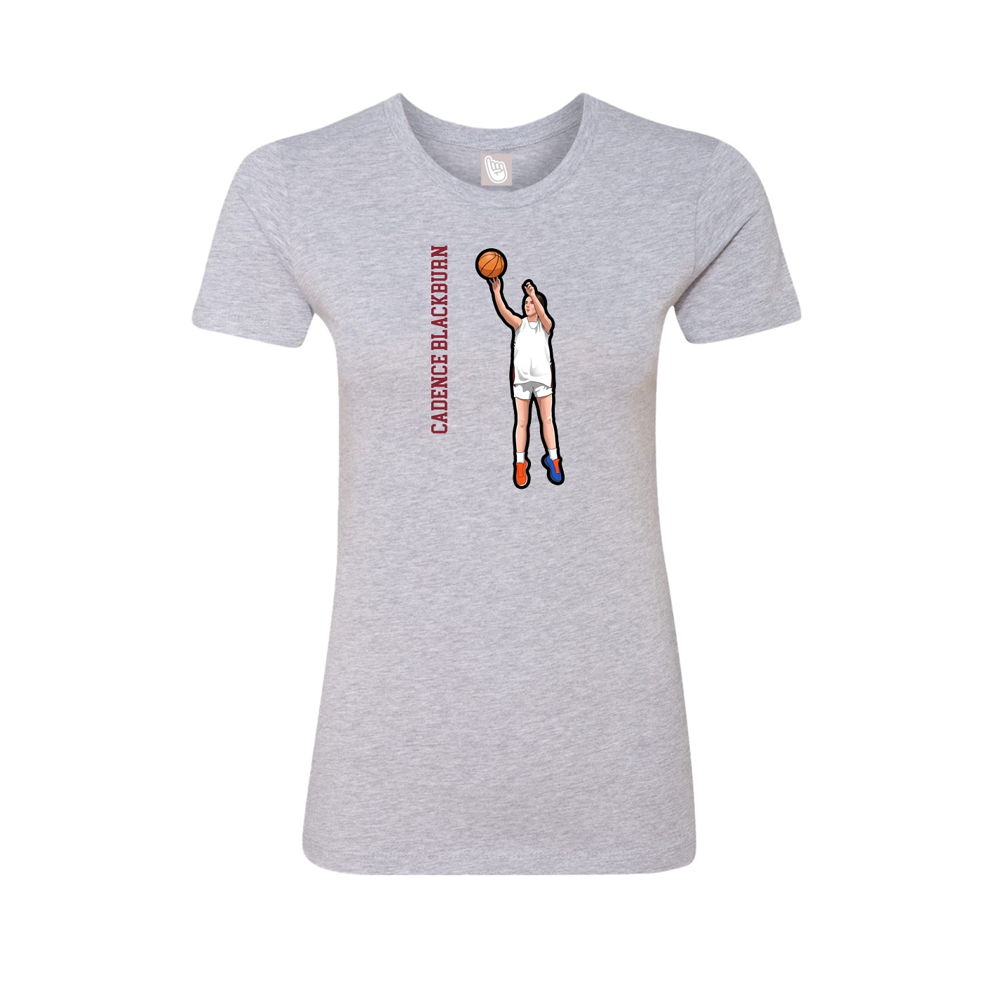 Womens Tee — Name Vertical in Grey