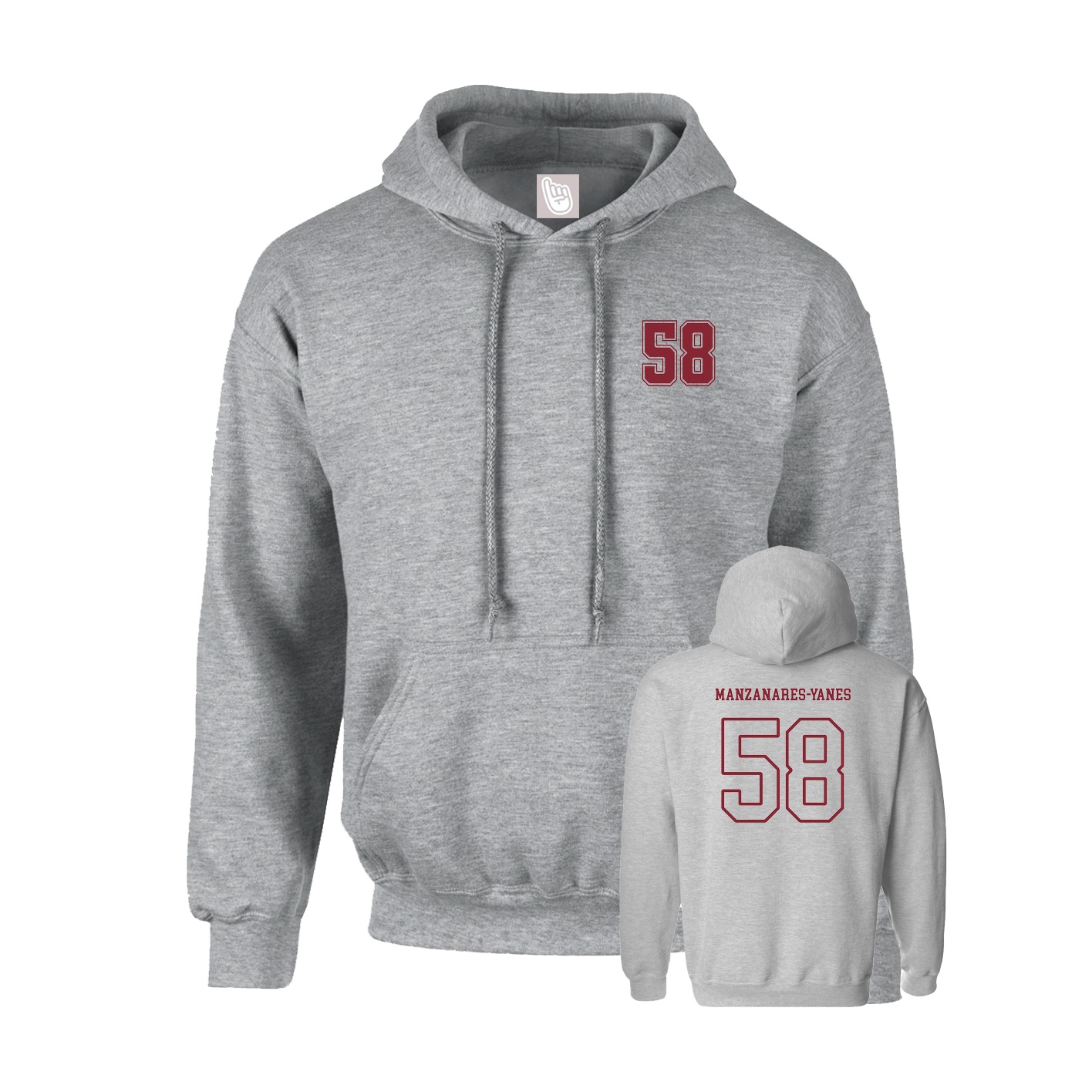 Youth Hoodie — Chest Back in Grey