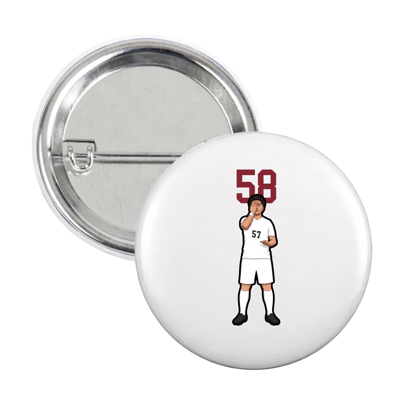 Game Day Button — Number Top in White