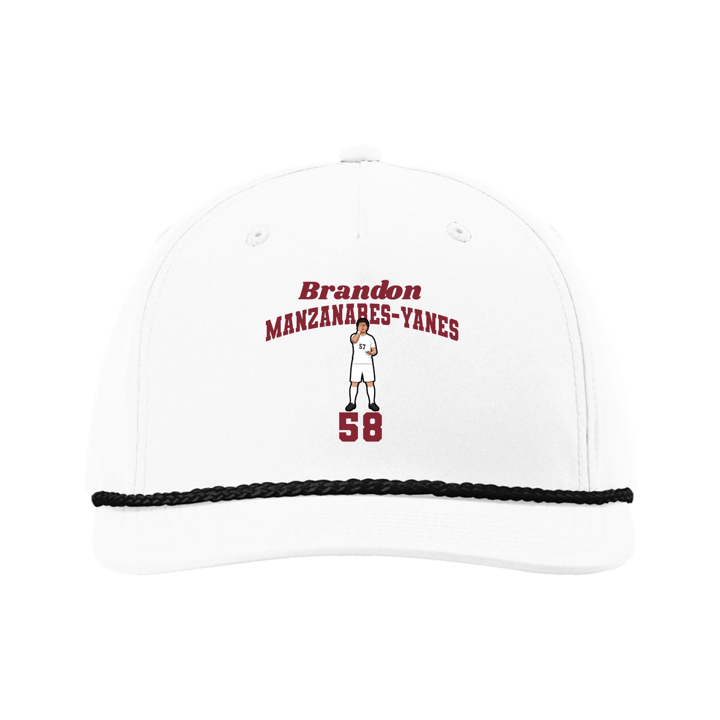 Five-Panel Classic Rope Cap — Signature Arch in White