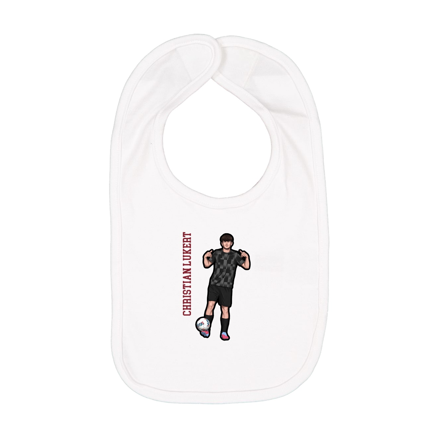 Infant Bib — Name Vertical in White