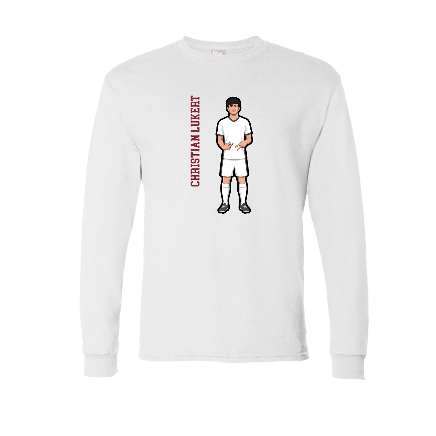 Long Sleeve Tee — Name Vertical in White