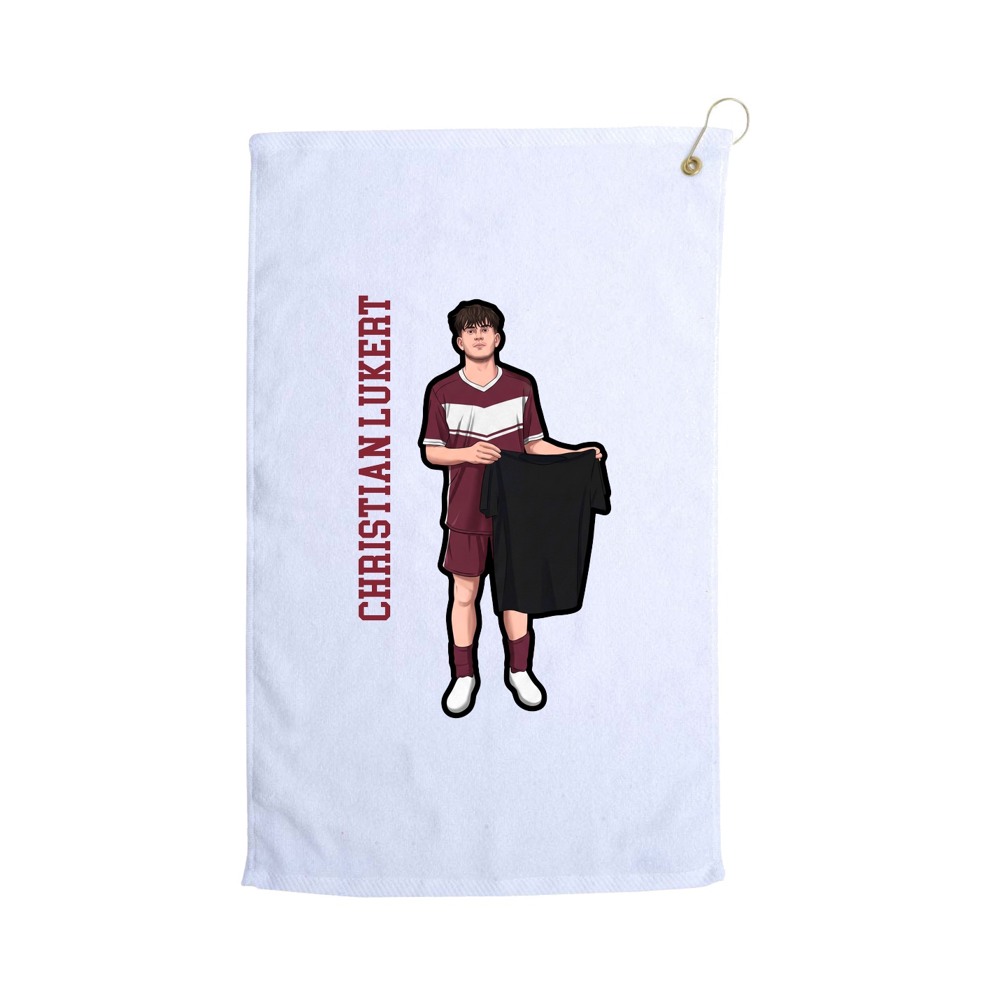 Golf Towel — Name Vertical in White