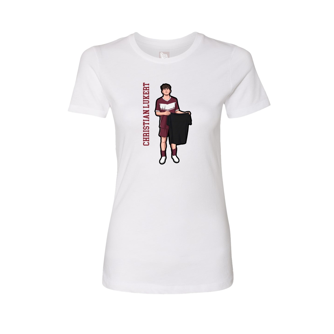 Fitted Women's Tee — Name Vertical in White