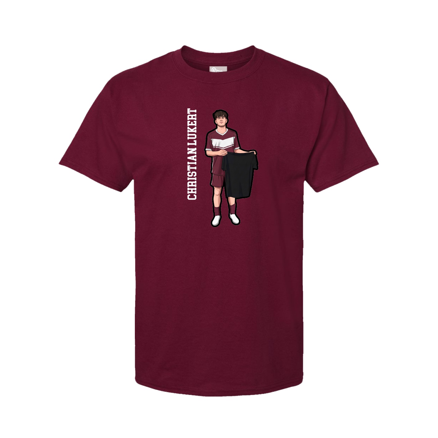 Youth Tee — Name Vertical in Cardinal