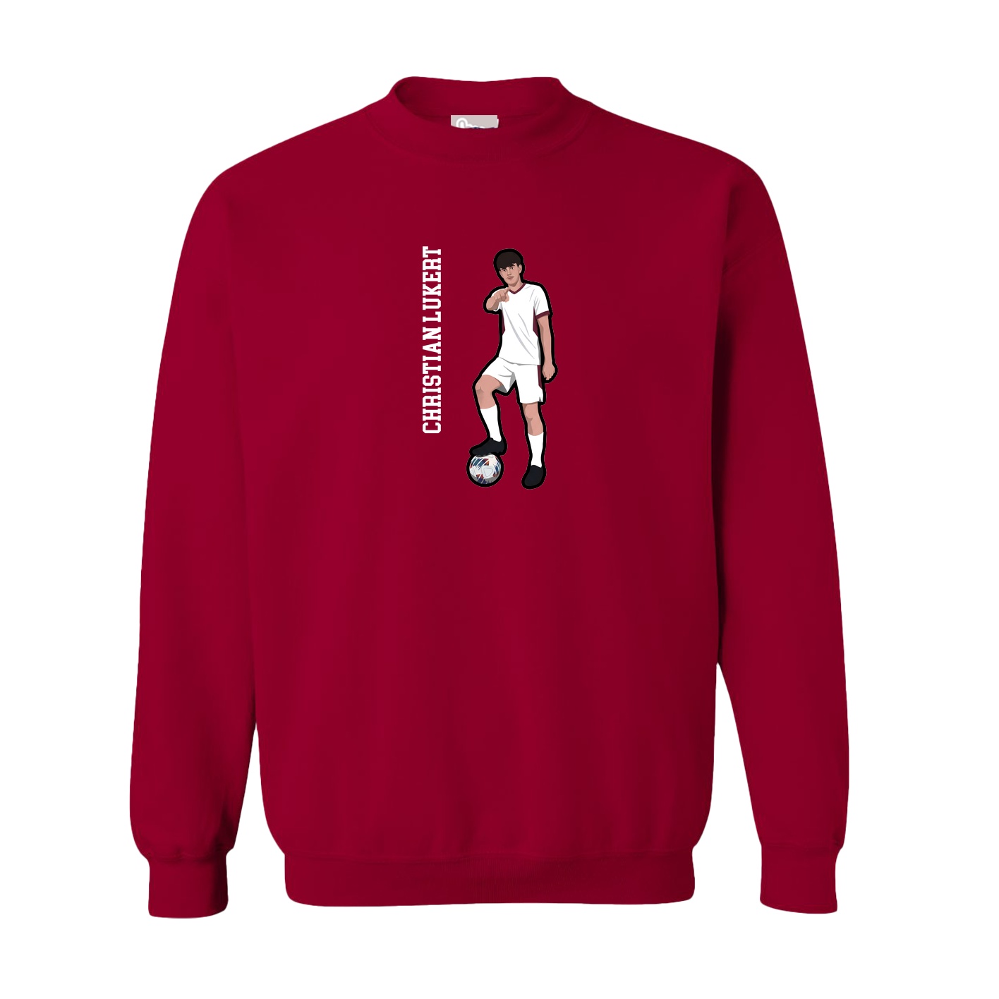 Fleece Crew — Name Vertical in Cardinal