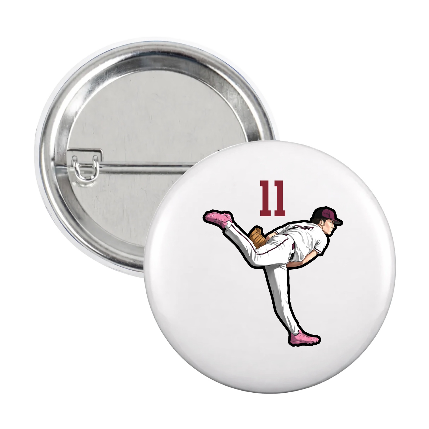 Game Day Button — Number Top in White