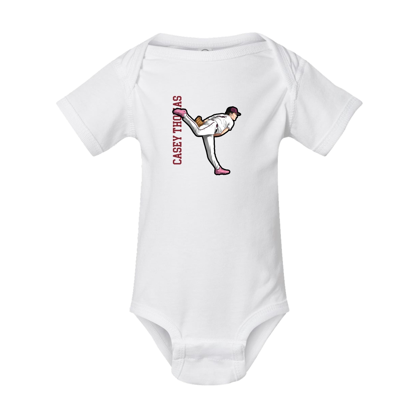 Baby Onesie — Name Vertical in White