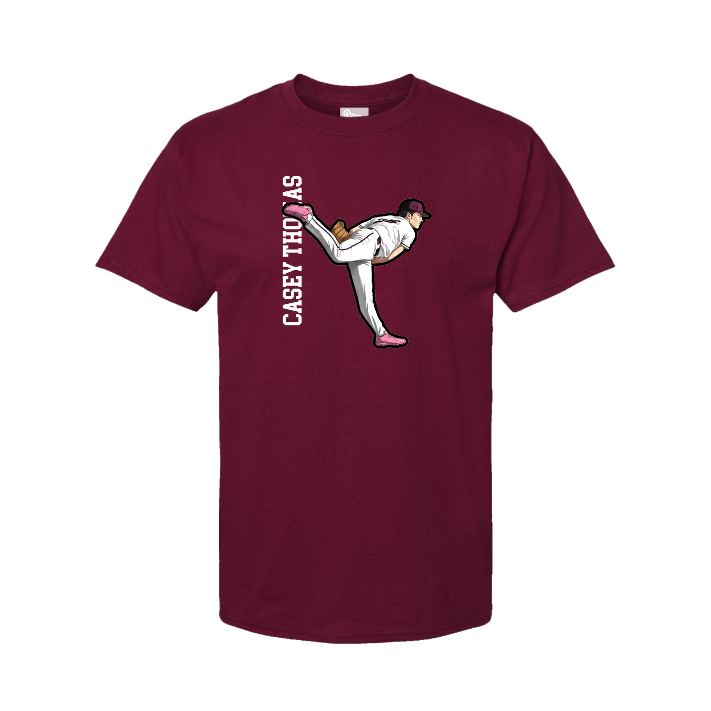 Youth Tee — Name Vertical in Cardinal