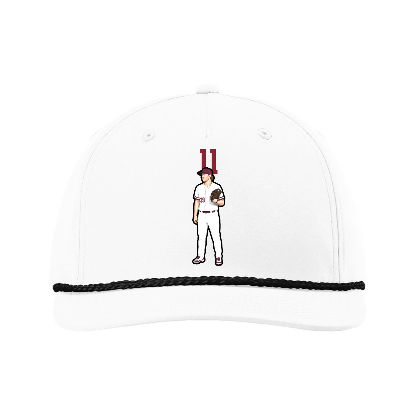 Five-Panel Classic Rope Cap — Number Top in White