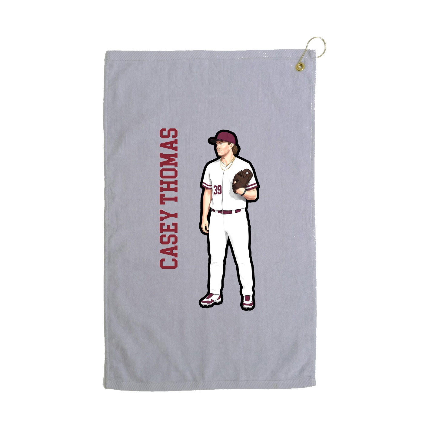 Golf Towel — Name Vertical in Grey