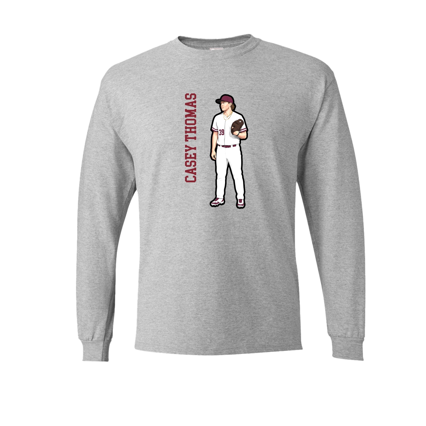 Long Sleeve Tee — Name Vertical in Grey