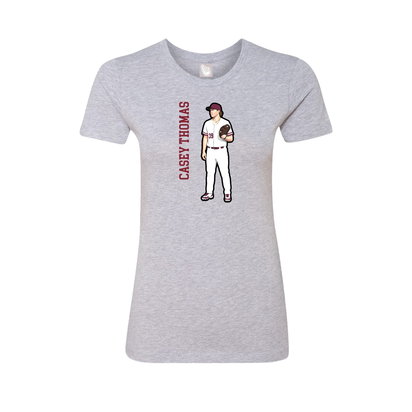 Fitted Women's Tee — Name Vertical in Grey
