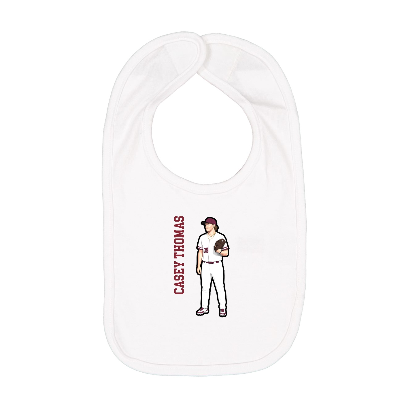 Infant Bib — Name Vertical in White